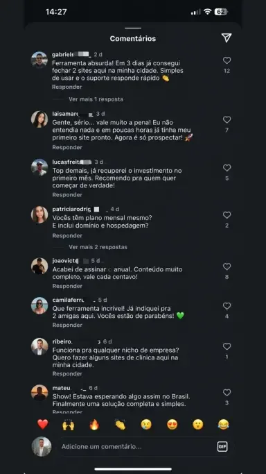 Print de conversa real: Comentários reais, Instagram